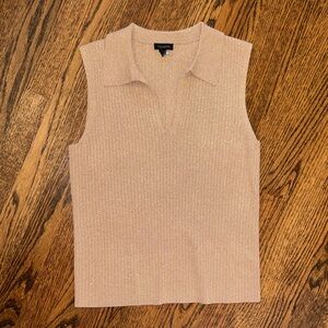 Talbots Metallic Blush Sleeveless Polo Sweater